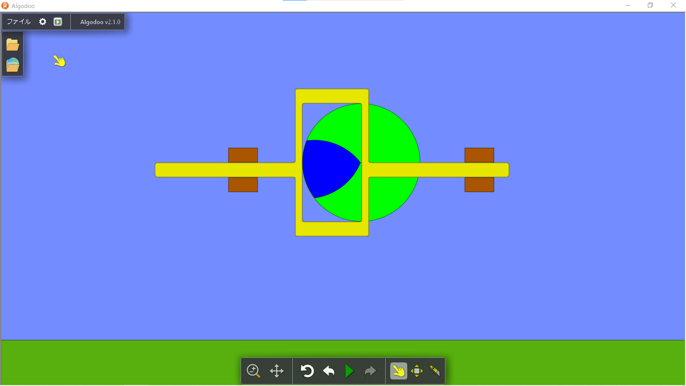 Algodooで作った三角カムによる間欠直線運動機構