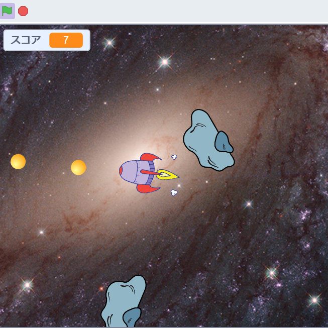 Scratchでプログラミングしたシューティングゲーム