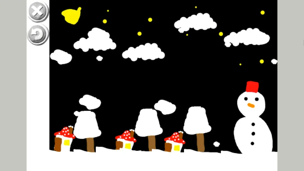 幼稚園児さんがビスケットでプログラミングした雪のアニメーション